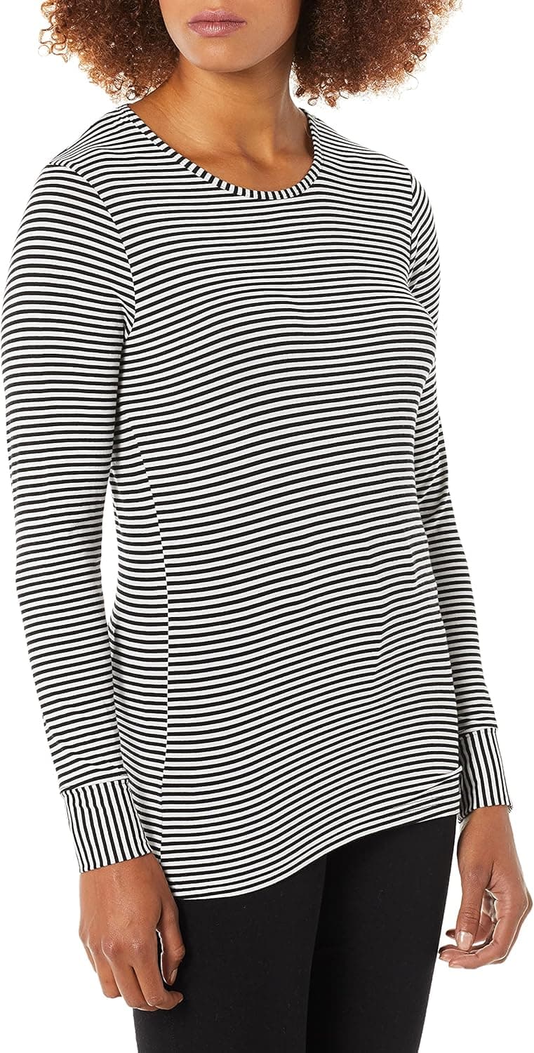 WonderWink Women's Long Sleeve Striped Tee