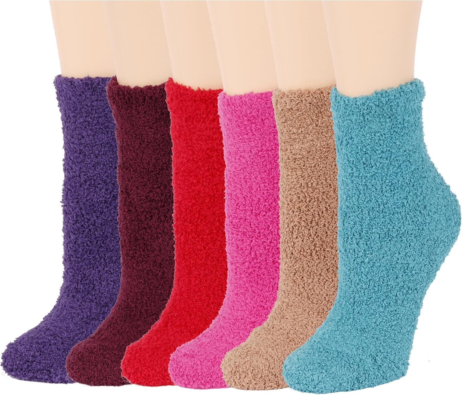 2ND DATE Women's Winter Fuzzy Slipper Socks- Pack of 6 pairs