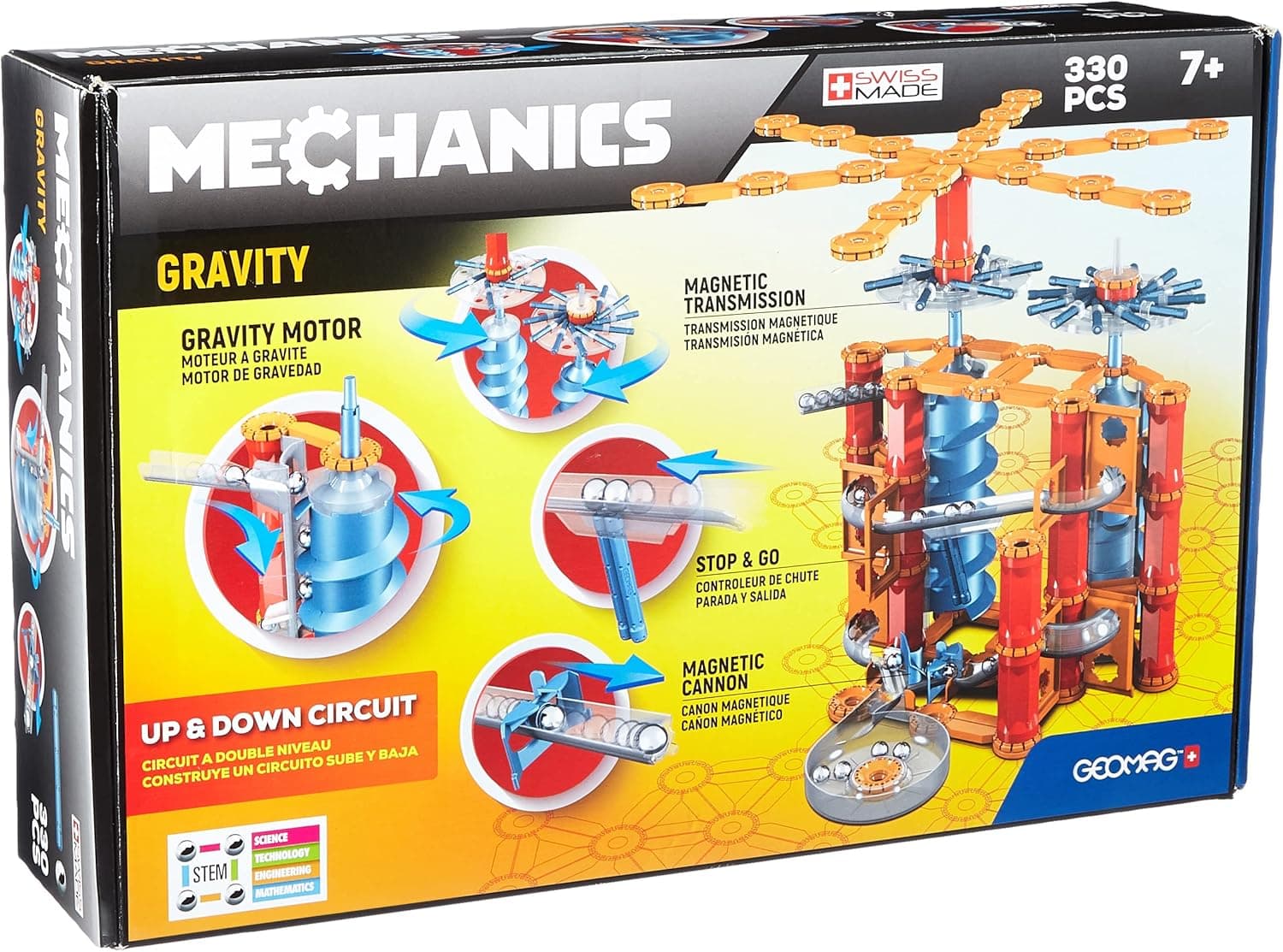 Geomag - MECHANICS GRAVITY UP & DOWN CIRCUIT - 330-Piece Building Set with Magnetic Motion, Certified STEM Marble Run Construction Toy for Ages 7 and Up