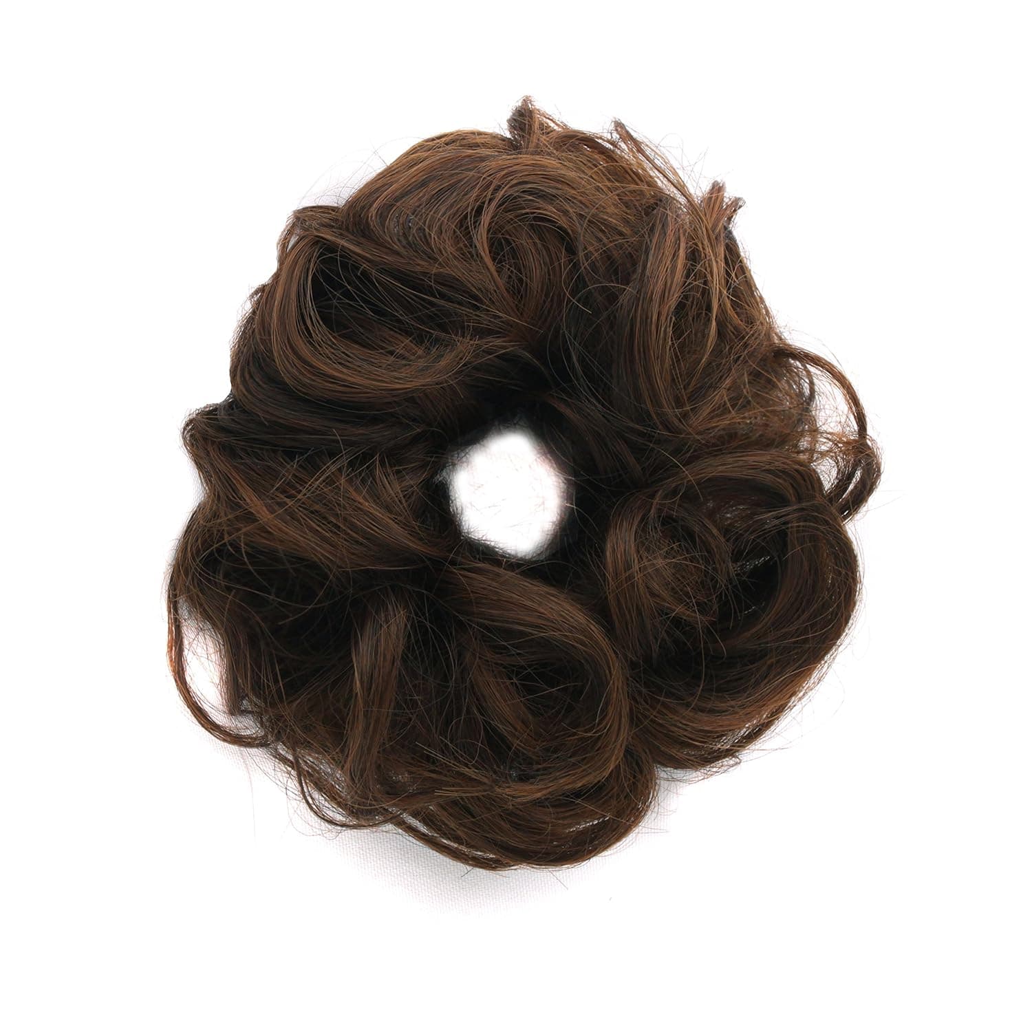MapofBeauty 6"/15cm Daily Use Hair Chignons Elasticity Band Circle Curly Hair Bun Extension Hair Piece Hairpiece (Brown)