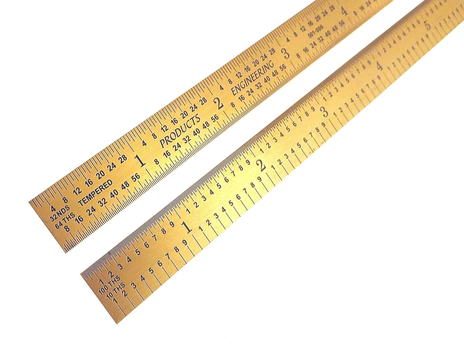 PEC Tools Flexible 6" 5R Titanium Nitride (TiN) Coated Extreme Scratch Resistant Ultra High Contrast Machinist Engineer Ruler Scale with Markings 1/10, 1/100, 1/32 & 1/64 501-006TN