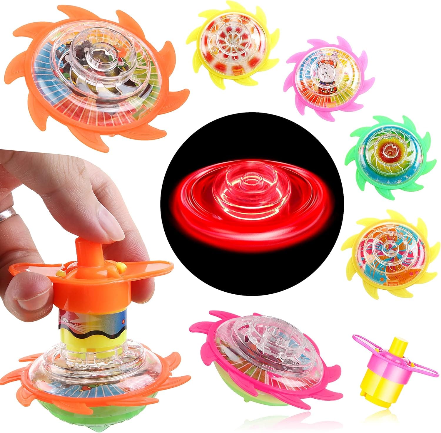PROLOSO 15 Pcs Spinning Tops Spin Toys Light Up Gyroscope Party Favors for Kids