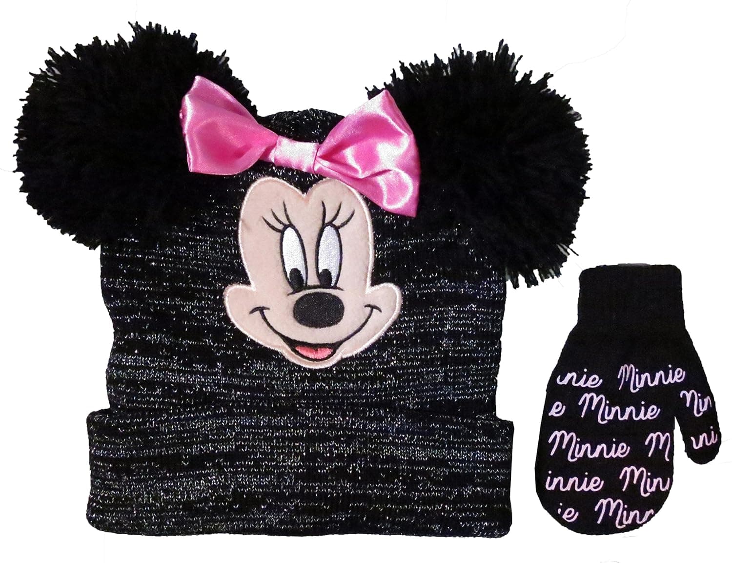 Disney Girls’ Minnie Mouse Beanie Hat and Mitten Set – Size Toddler 2-5 [4014]