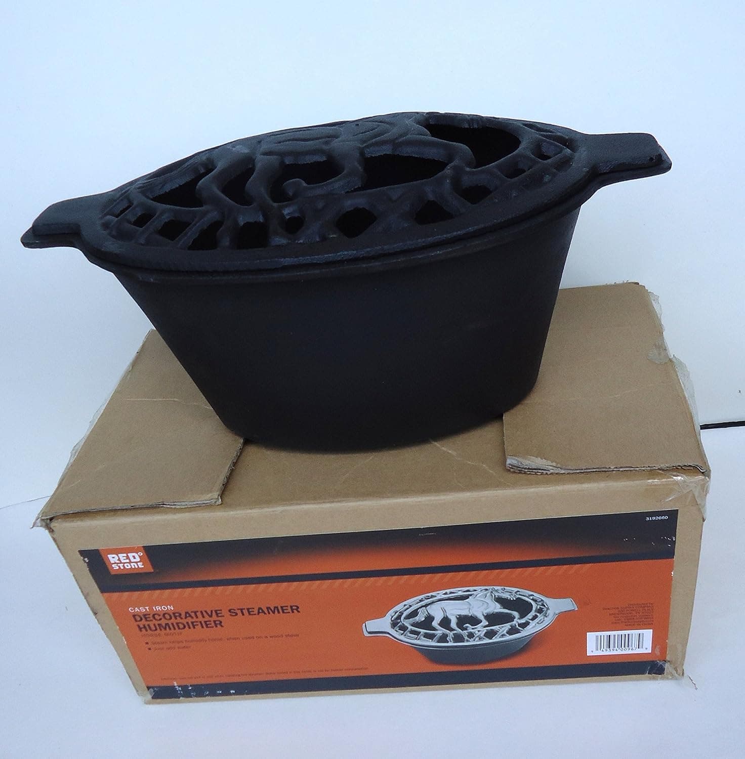 Cast Iron Steamer Humidifier Pot With Horse Motif Decoration