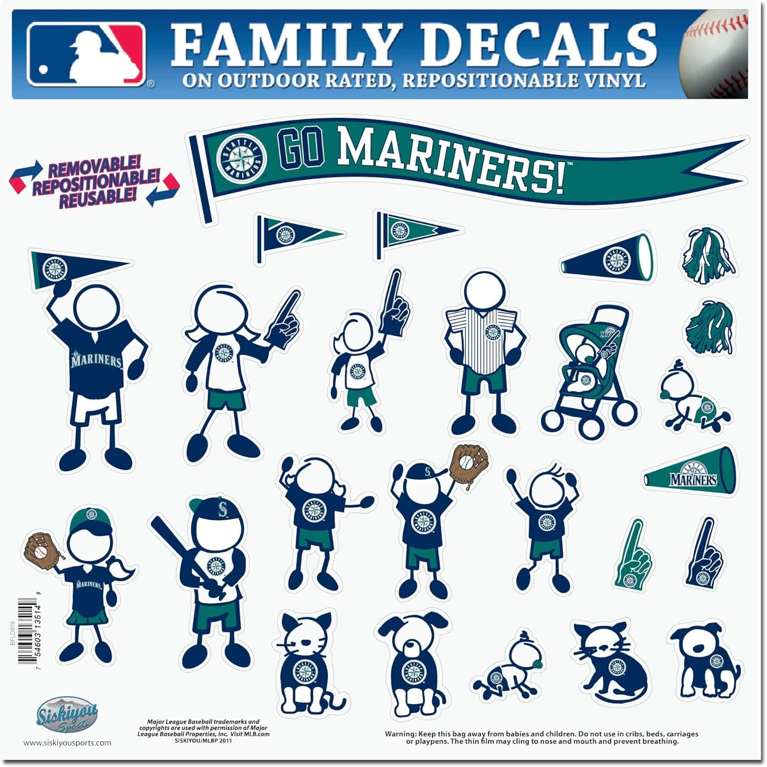 MLB Seattle Mariners Large Family Decal Set