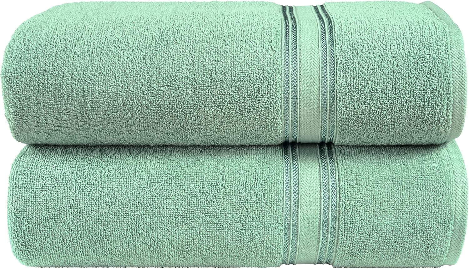 Luxury Bath Sheets - 100% Ring Spun Cotton Highly Absorbent and Quick Dry Extra Large Bath Towel - Super Soft Hotel Quality Towel (35 x 65 Inches, 2 Pack) - Agean Green Bath Towel Sets for Bathroom