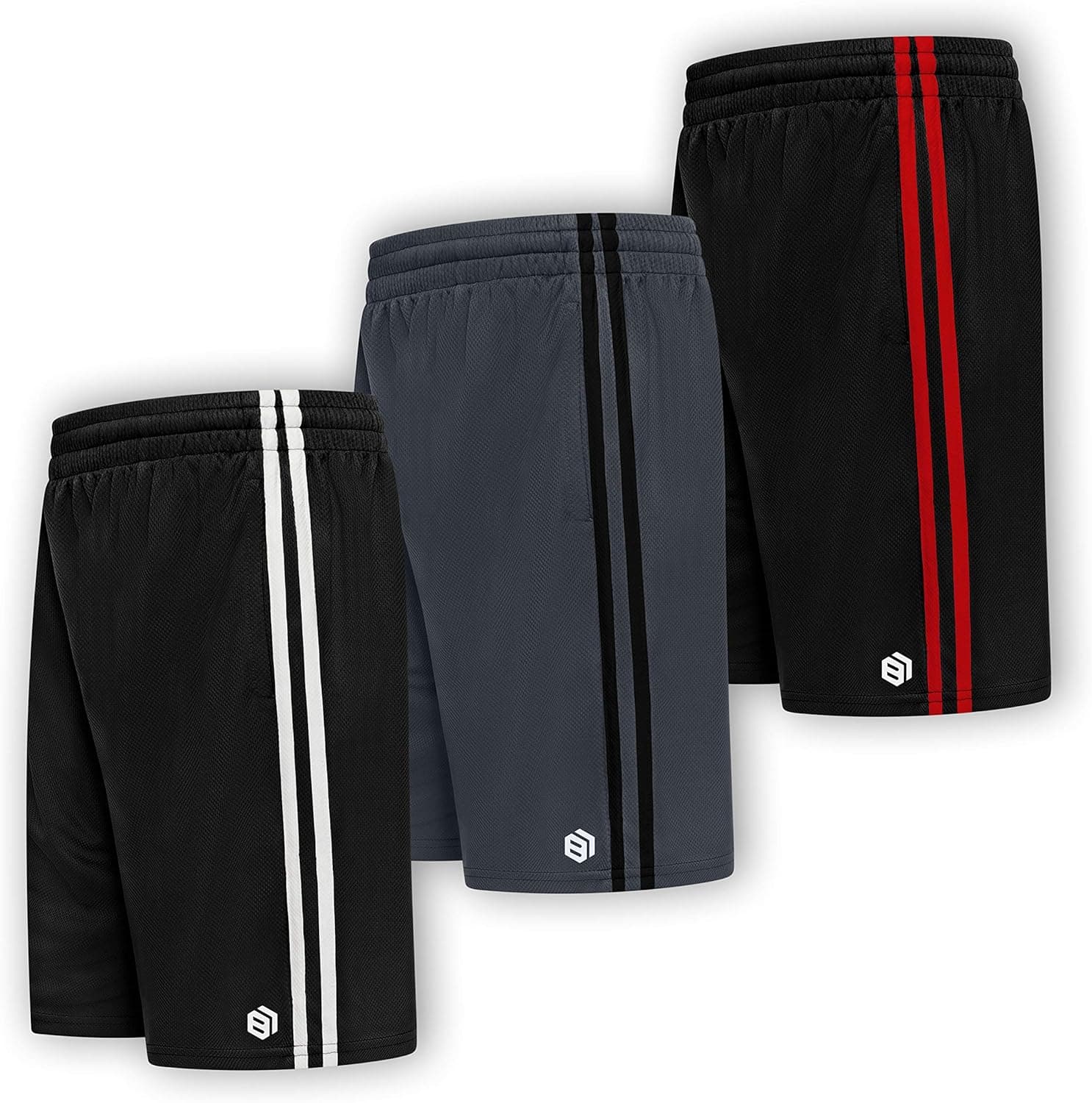 Boys Premium Active Athletic Performance Shorts with Pockets - 3 Pack