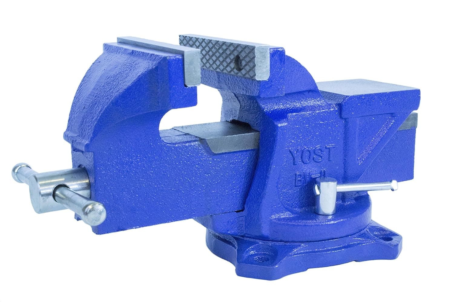 Yost Vises BV-6 Bench Vise | 6 Inch Jaw Width Heavy-Duty Utility Bench Vise | Secure Grip with 120° Degree Swivel Base | Made with Cast Iron | General Multi Purpose DIY Vise | Powder Coated Blue
