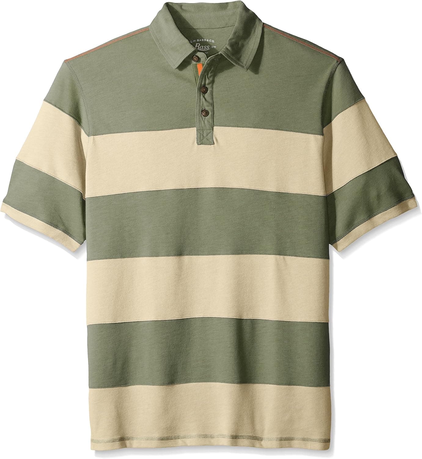 GH Bass Men's Big-Tall Short Sleeve Carbonized Jersey Rugby Stripe Polo, Grape Leaf Heather, 3X-Large Big