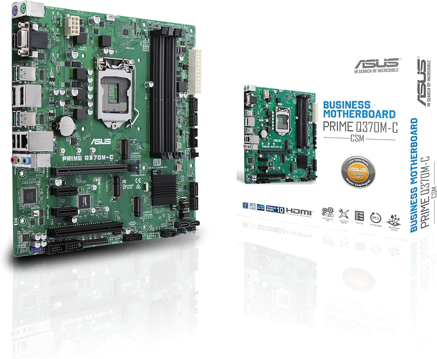 ASUS Prime Q370M-C/CSM LGA1151 (300 Series) DDR4 DP HDMI VGA SATA 6GB/s USB 3.1 Gen2 MicroATX CSM Motherboard