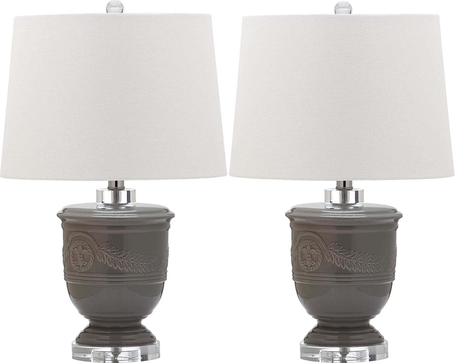 SAFAVIEH Lighting Collection Shoal Farmhouse Grey 24-inch Bedroom Living Room Home Office Desk Nightstand Table Lamp Set of 2 (LED Bulbs Included)
