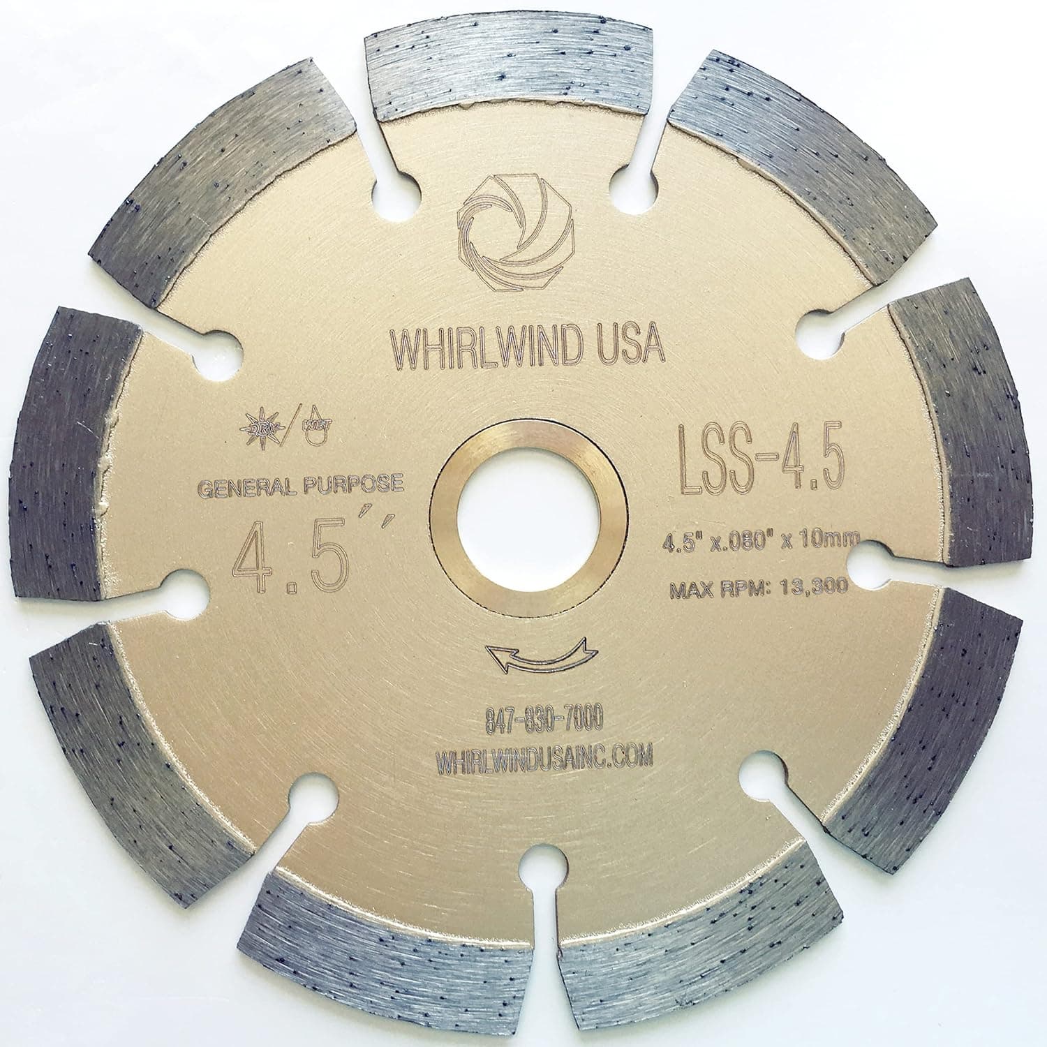 4-1/2 inch Segmented Diamond Saw Blade, Dry or Wet Cutting General Purpose for Concrete Stone Brick Masonry, Arbor, etc. (4-1/2")