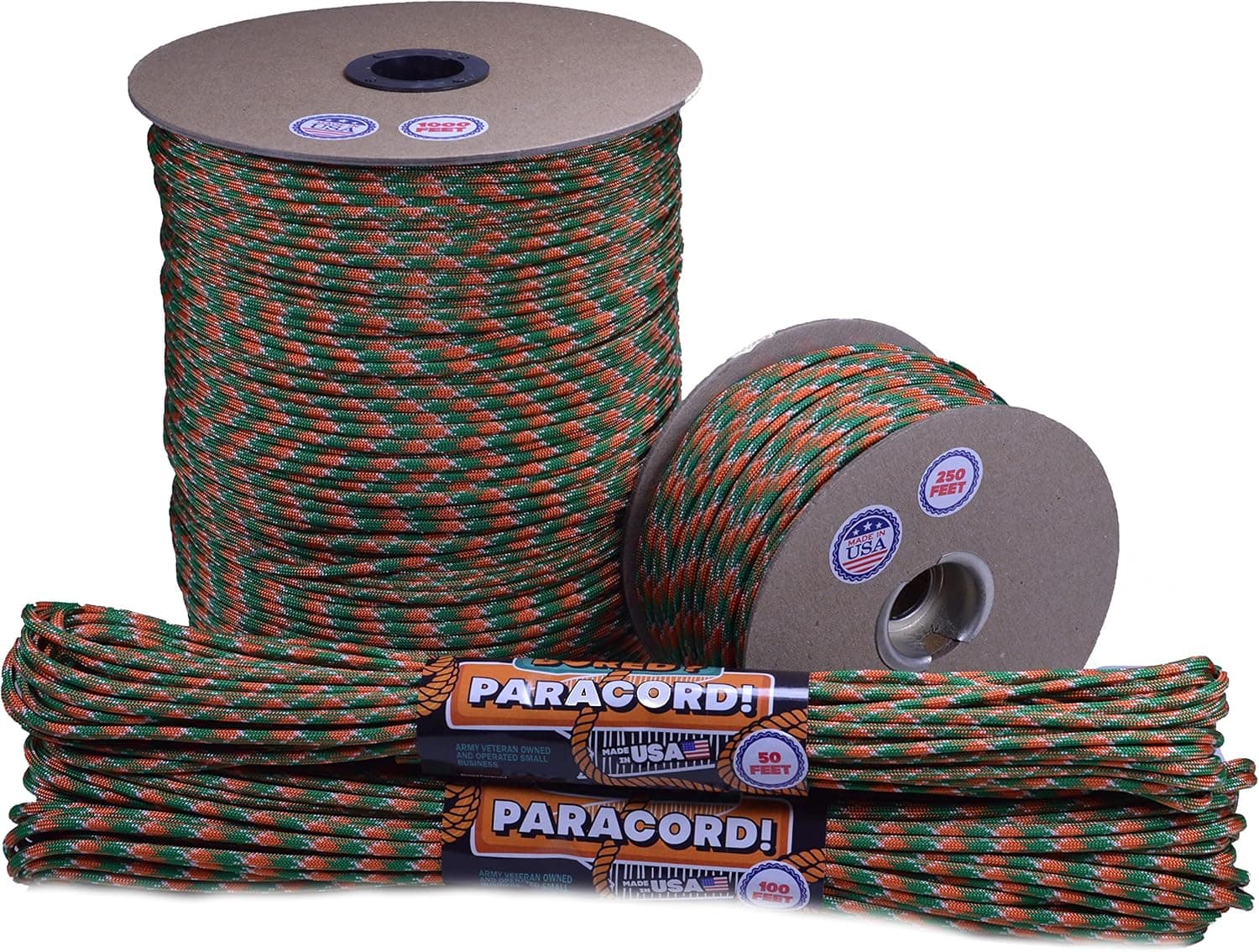 Bored Paracord - 1', 10', 25', 50', 100' Hanks & 250', 1000' Spools of Parachute 550 Cord Type III 7 Strand Paracord Well Over 300 Colors - Celtic - 100 Feet