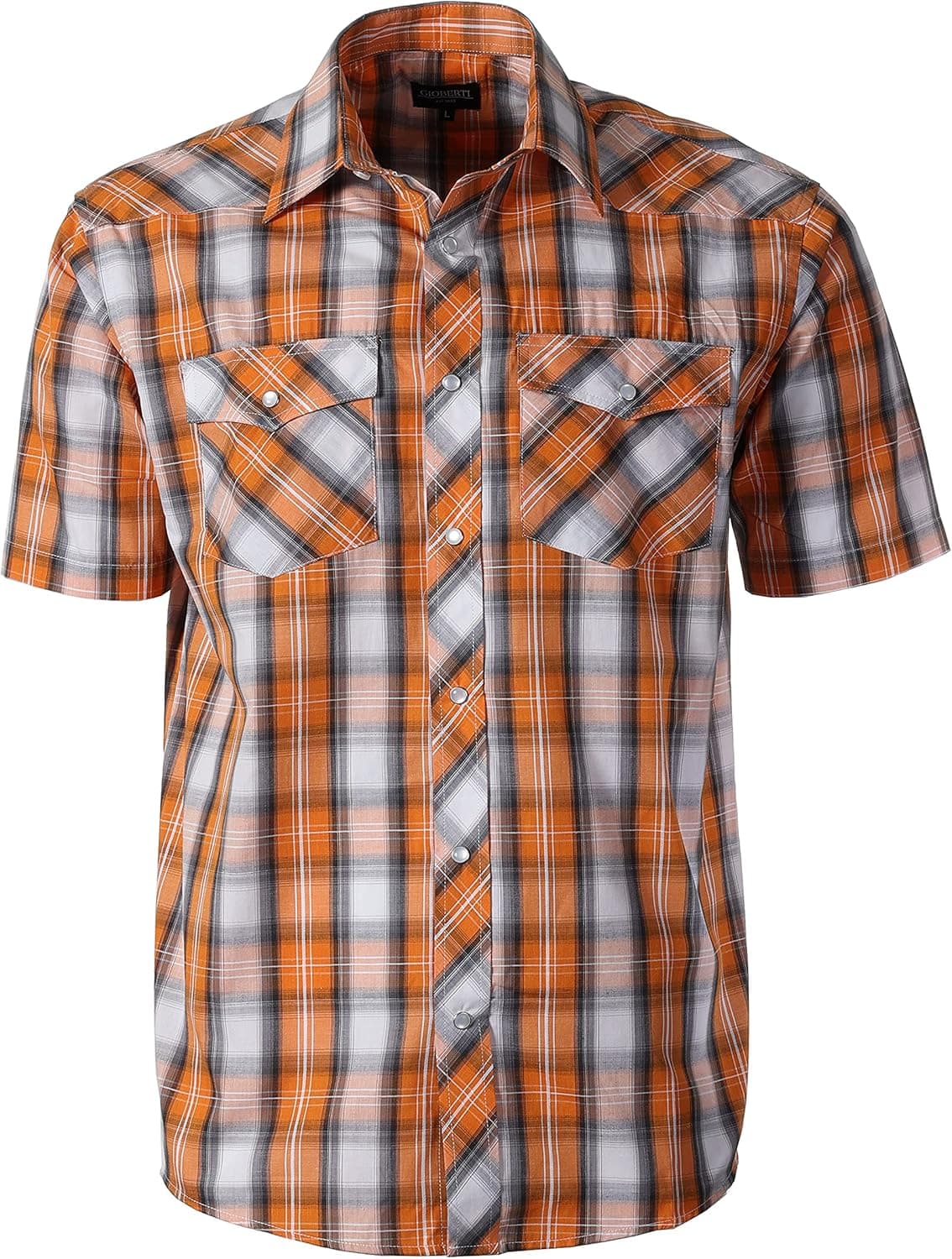 Gioberti Men's Short Sleeve Plaid Western Shirt W/Pearl Snap-on Buttons
