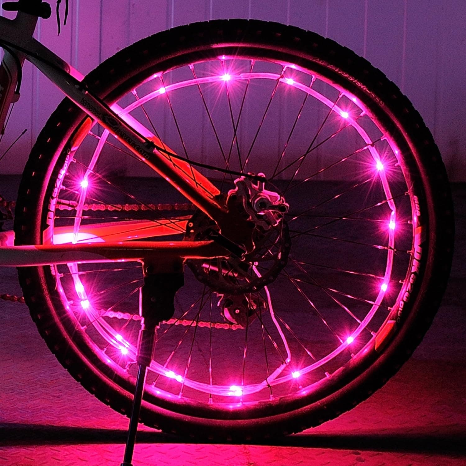 DAWAY Waterproof LED Bike Wheel Light A01+ Bicycle Spoke Light, Cool Light Bike Safety Tire Accessories, Light Up Spokes, Bright, 2 Modes, Battery Included, Easy Install, Gift for Kids Adults, Pink
