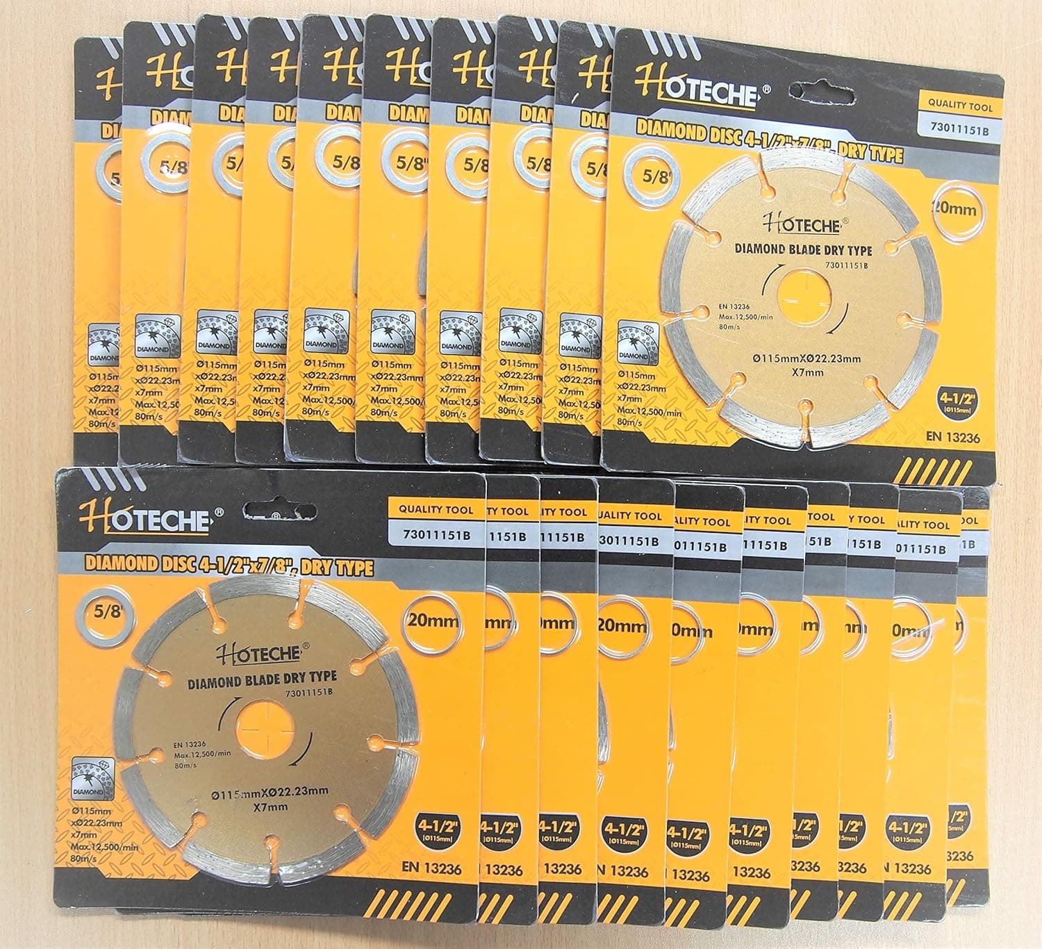Lot of (20) 4-1/2" Diamond Blade Dry Segmented Arbor 7/8" 5/8" 20mm