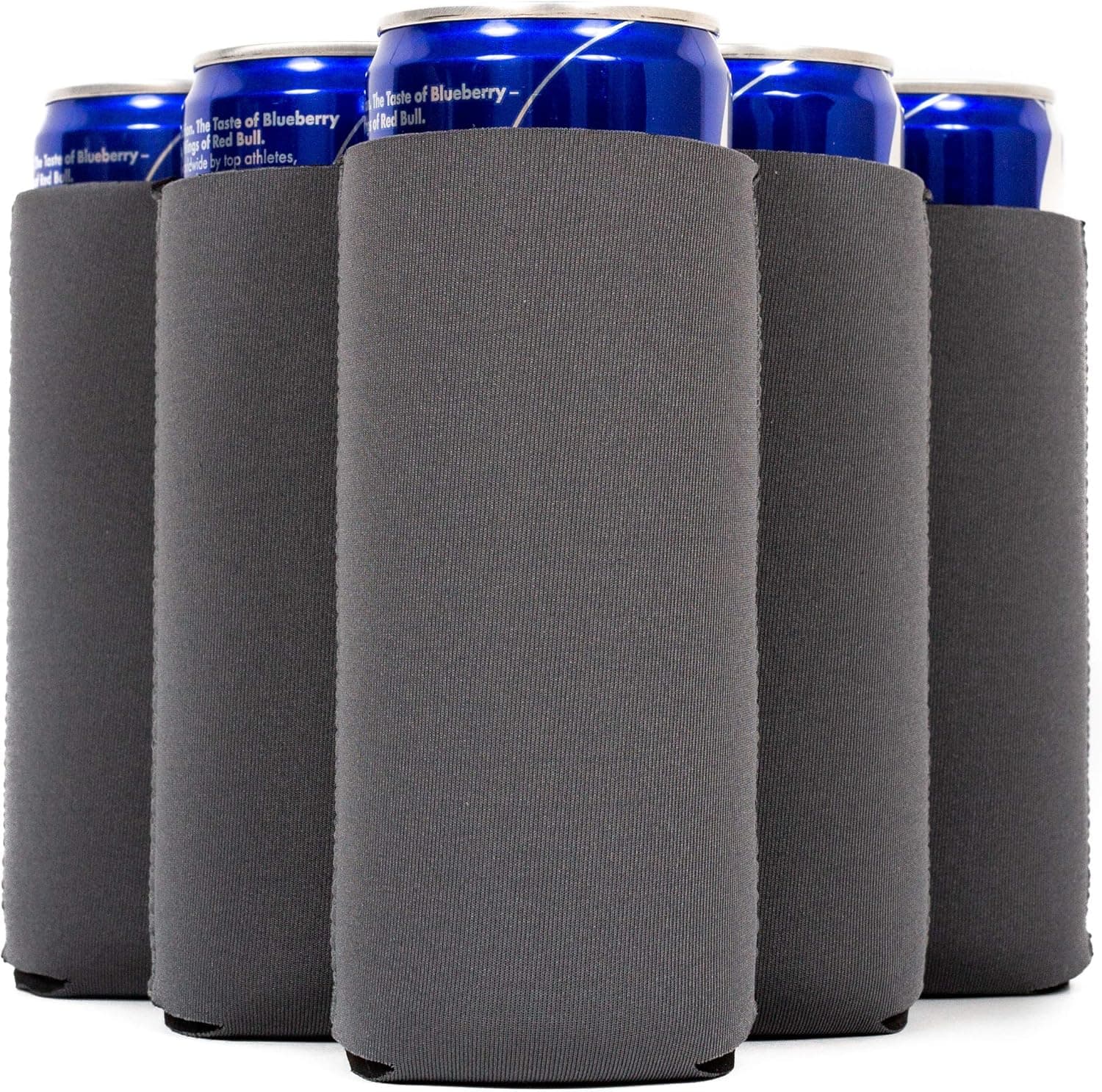 QualityPerfection Slim Can Cooler Sleeves (12 Pack) Insulated, Beer/Energy Drink Neoprene 4mm Thickness Thermocoolers for 12 oz Tall Skinny Beverage - Blank Design, Ready for Printing (Charcoal)