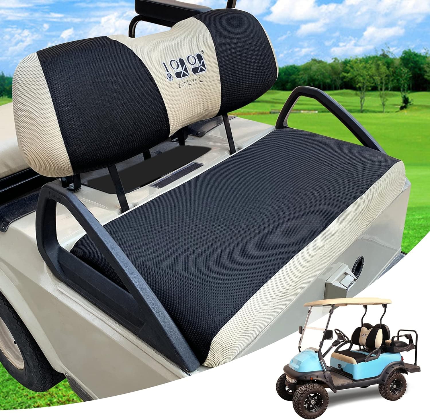 10L0L Universal Golf Cart Seat Covers Dress UP Older Golf Cart Durable Breathable Material Fit Like a Glove for Club Car Precedent and Yamaha, Easy to Install