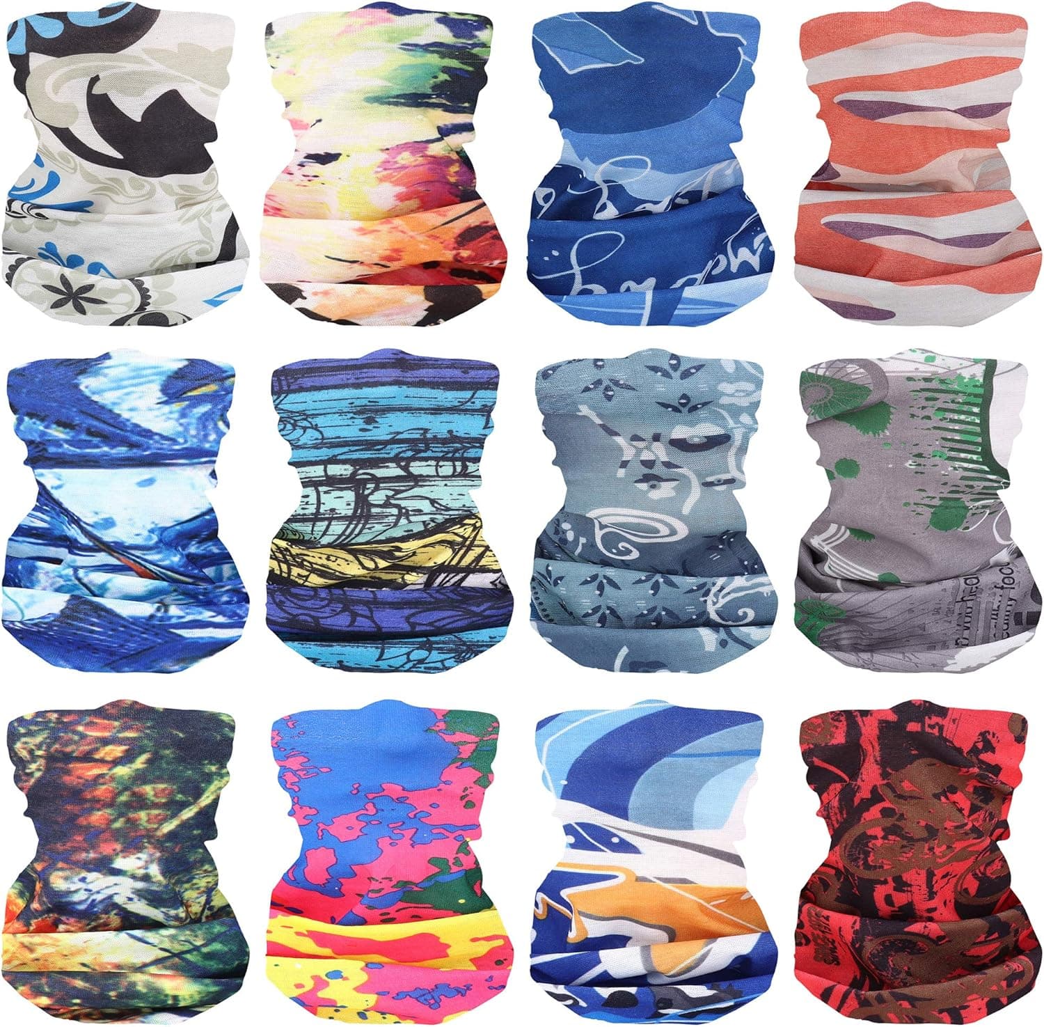 Luxina 12Pcs Face Bandana Balaclava Head Scarf Neck Gaiter Wicking Scarf Outdoors