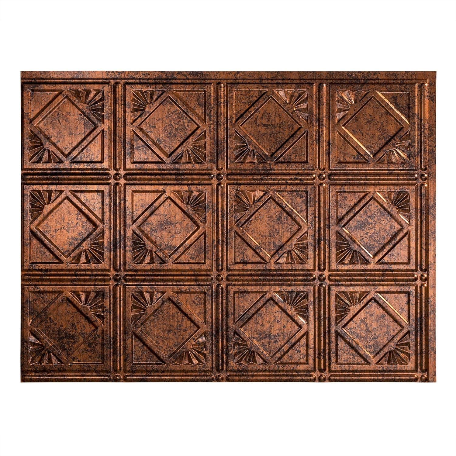 FASÄDE Traditional Style/Pattern 4 Decorative Vinyl Backsplash Panel in Moonstone Copper (One 18" x 24" Panel)