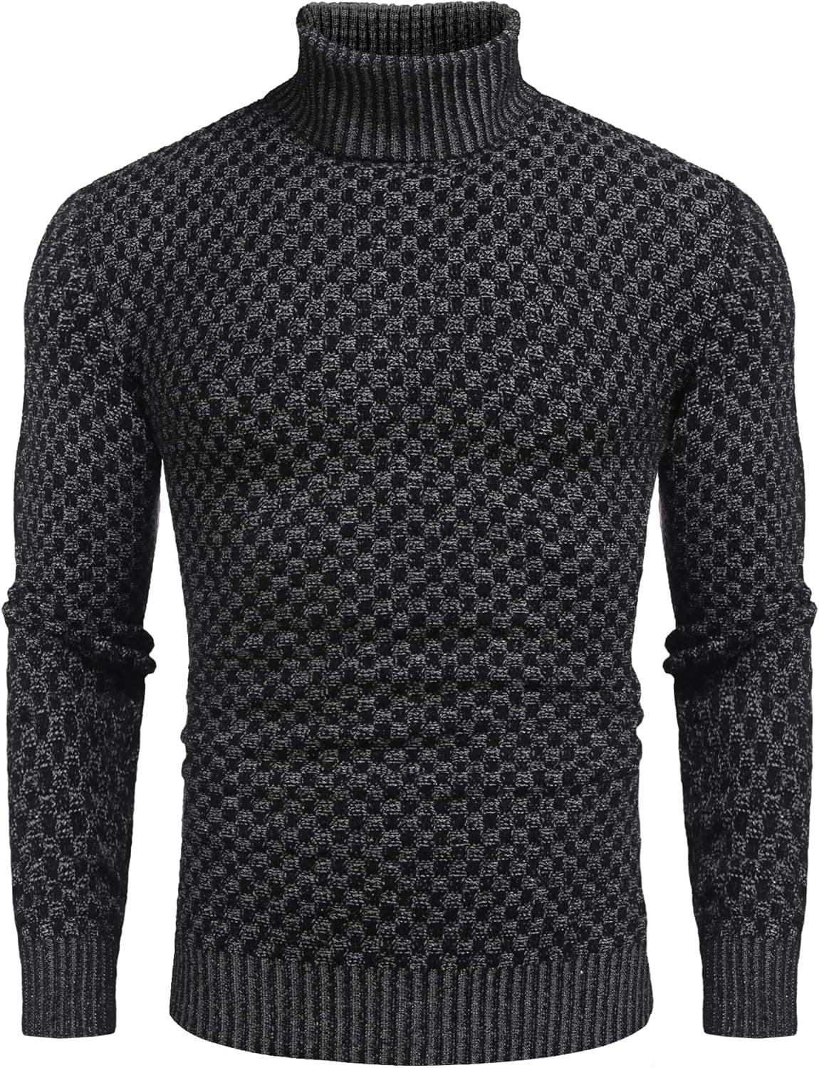 COOFANDY Men Knitted Turtleneck Sweater Slim Fit Thermal Ribbed Sweater Pullover