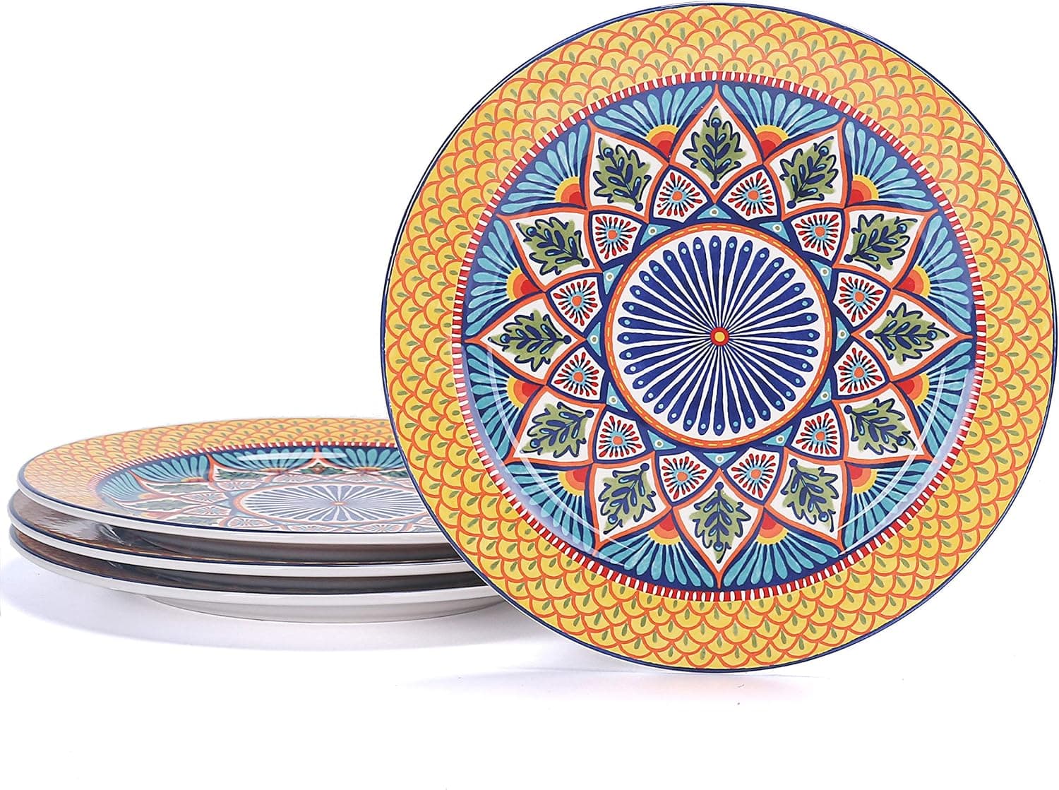 Bico Havana Ceramic Dinner Plates, Microwave & Dishwasher Safe, Set of 4, 11 inch, for Pasta, Salad, Maincourse