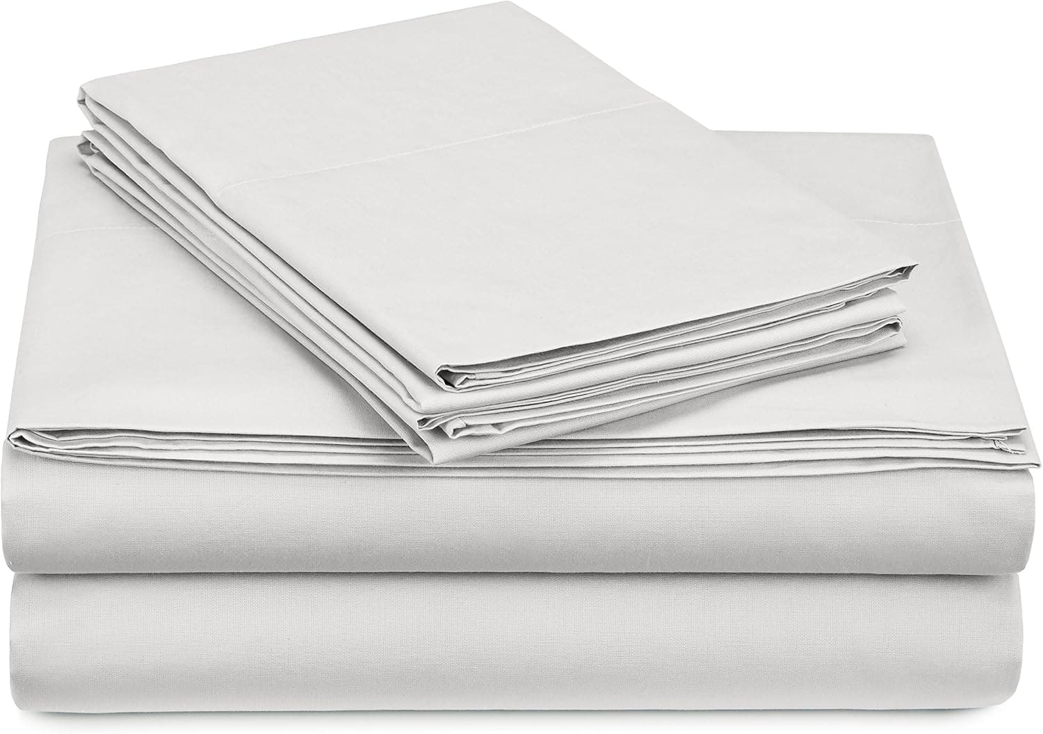 Amazon Brand – Pinzon 300 Thread Count Percale Cotton Sheet Set - California King, White