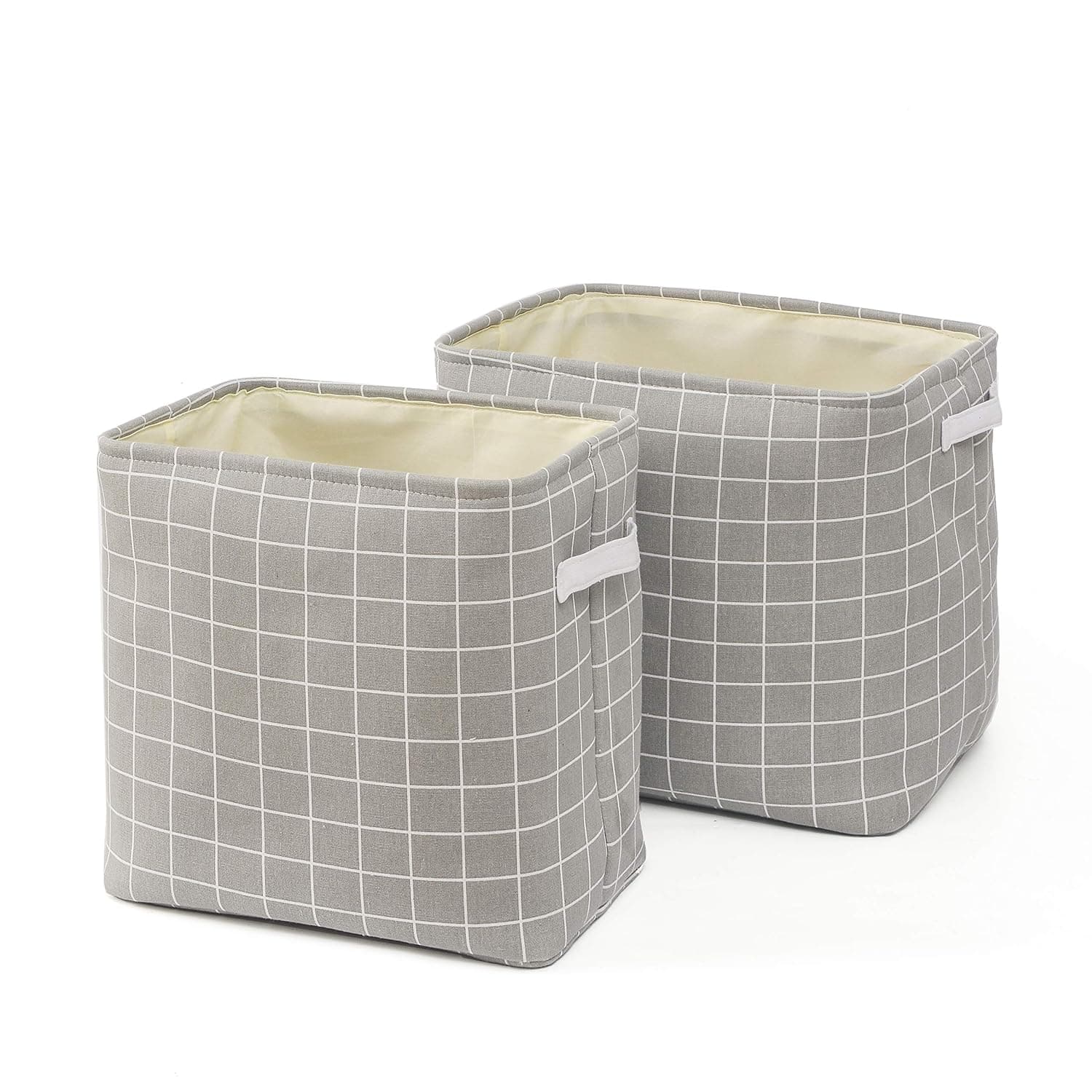 Enzk&Unity Collapsible Laundry Baskets with Handles Laundry Hamper Storage Basket for Blanket, Toys, Clothes, Bedroom Organizer, Set of 2, Grey