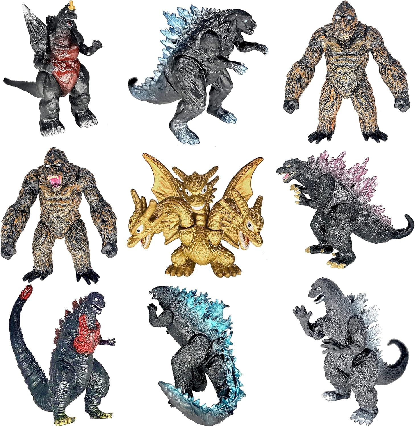 TwCare Set of 9 Godzilla vs Kong Toys King of The Monsters Dinosaur Figures Cake Toppers Pack