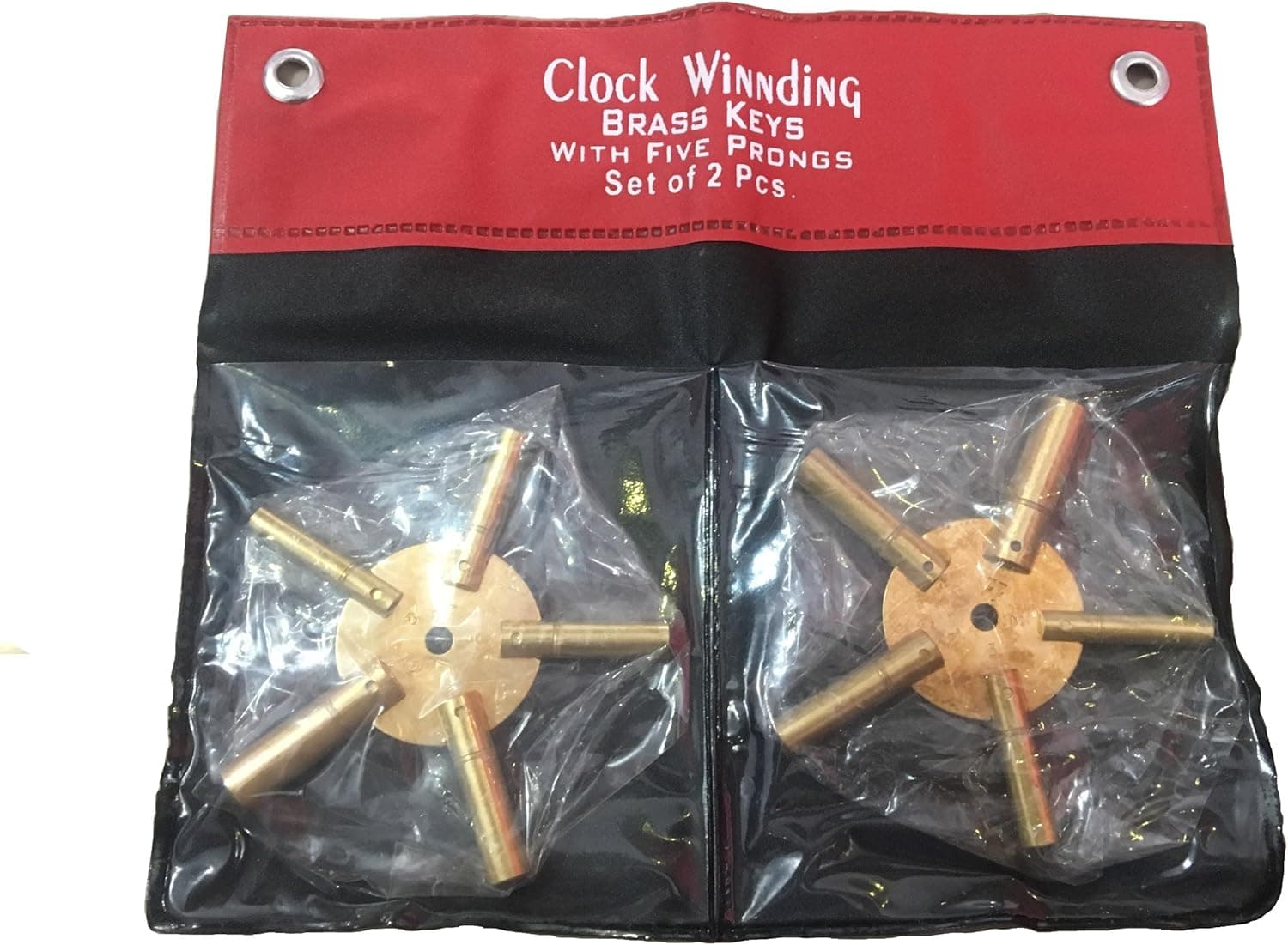 Universal 5 Prong Brass Clock Key for Winding Clocks, Odd and Even Numbers with Cover from Brass Blessing (5192)