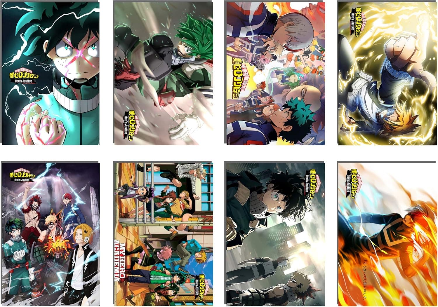 Aisidun MHA My Hero Academia Poster - Japanese Anime Manga Poster for Home Decor, Set of 8Pcs, Size by 16.5 x 11.5 inches