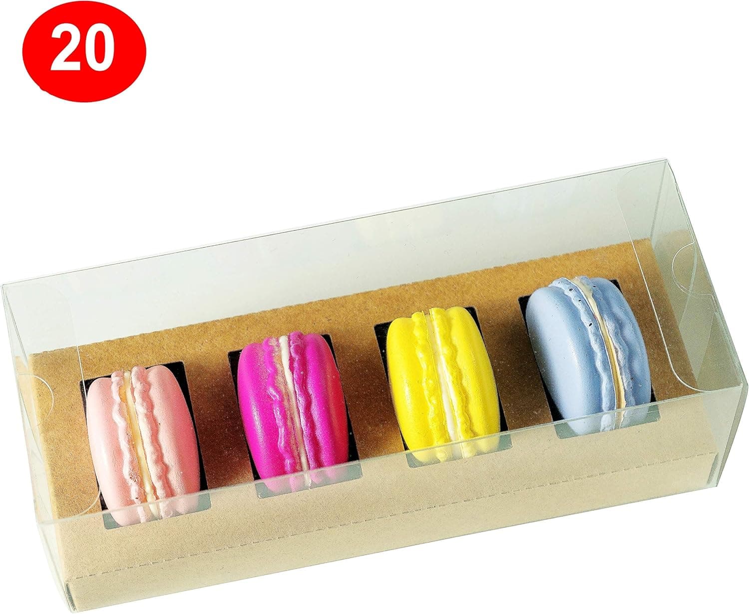 20pcs Brown 4 Macaron Box Kraft Macaron Boxes For Kids Party Favor Box
