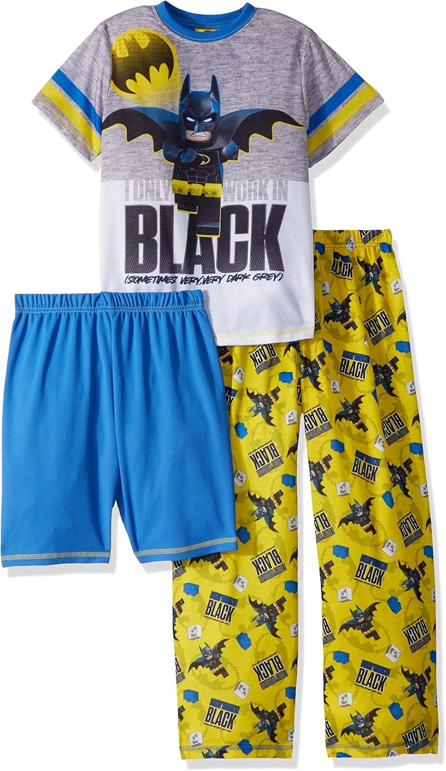 LEGO Boys' Big Batman Movie 3-Piece Pajama Set-tee-Shorts-Pants