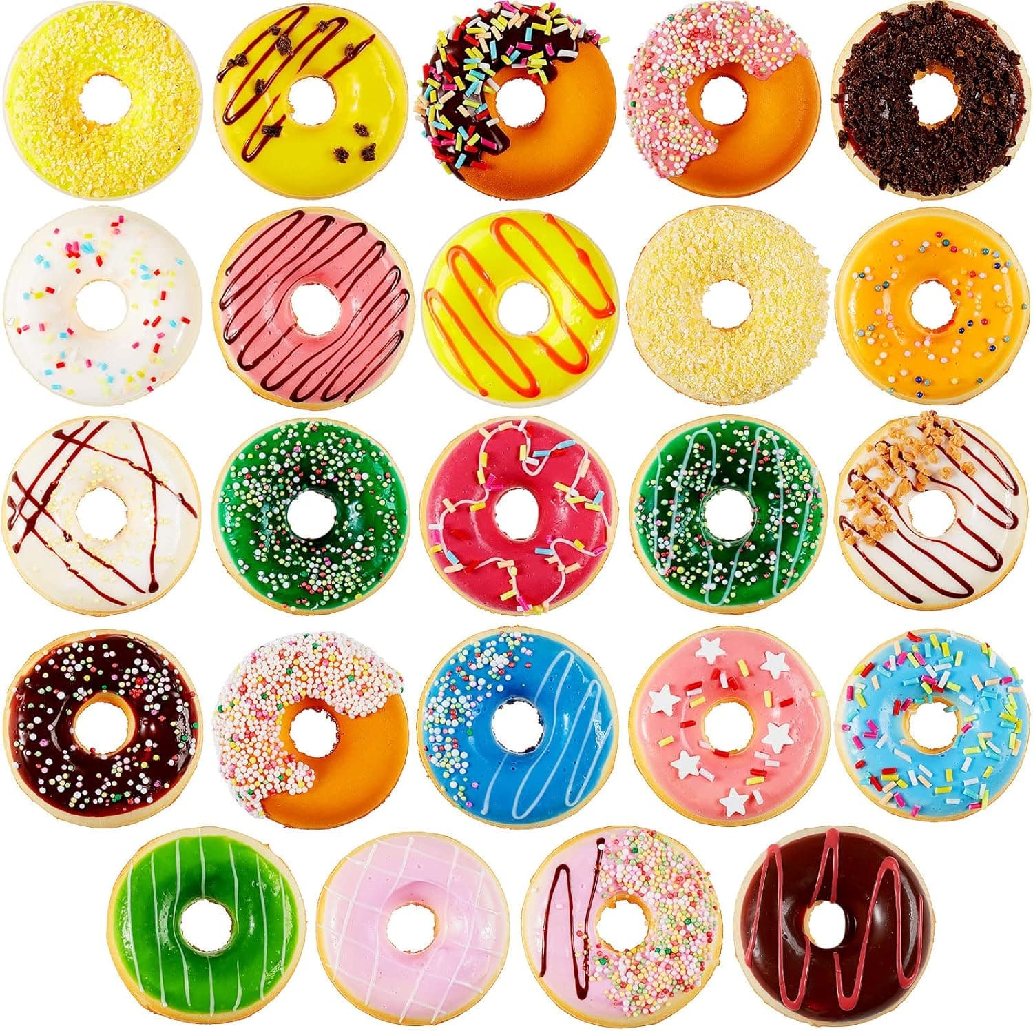 48 Pieces Rainbow Donut Stress Balls 1.78 Inch Realistic Artificial Toy Donut Squishy Party Favors Fake Donuts Slow Rising Doughnuts Stress Relief Donuts for Shop Decoration, Birthday Party Supplies