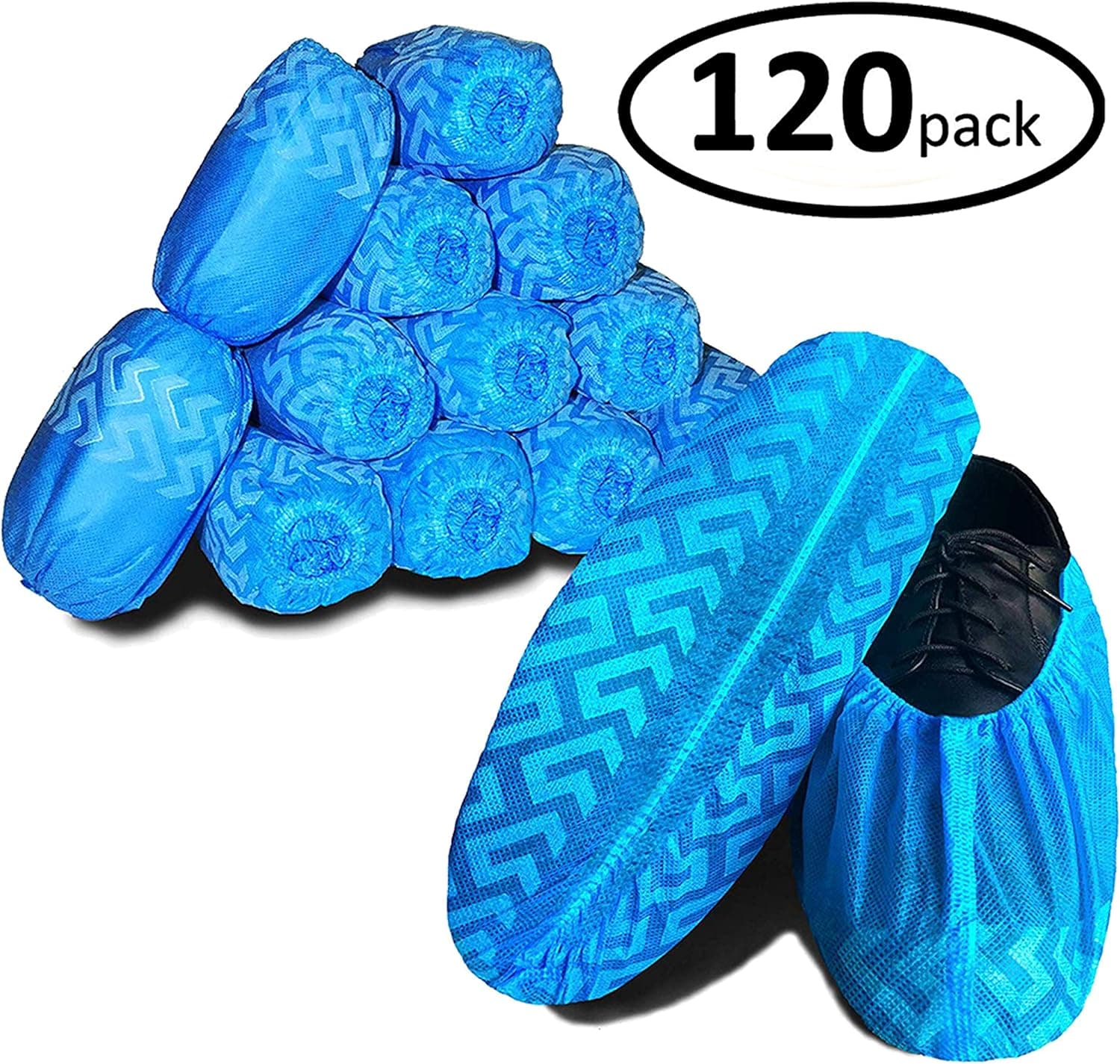 Sterile Field Non Slip Disposable Shoe Covers - Secure Elastic Fit, Large Size Fits All, Extra Durable Thickness, 120 Count