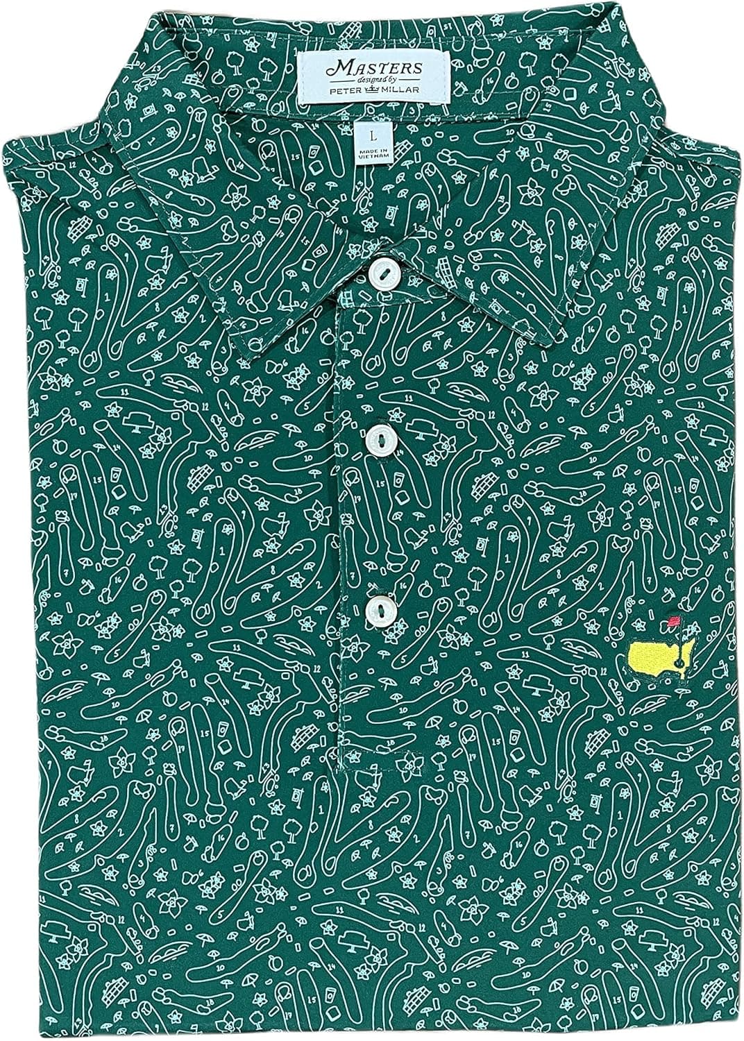 PETER MILLAR 2022 Men's Masters Course Design Performance Tech Golf Polo Shirt - Green