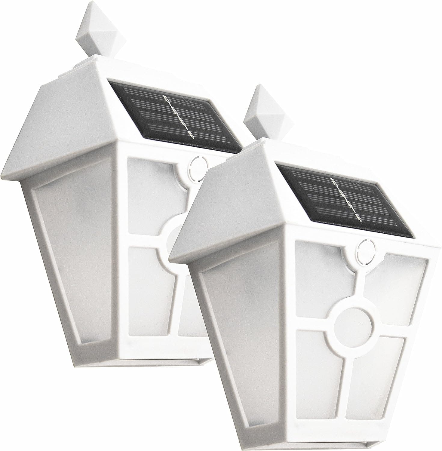 Sogrand Solar Deck Lights Outdoor Waterproof Wall Light Bright Fence Lighting White Garage Door Lights Dual LED Porch Lantern Dock Decorations Step Stair Lamp for Outside Decor Post Yard Path 2Pack