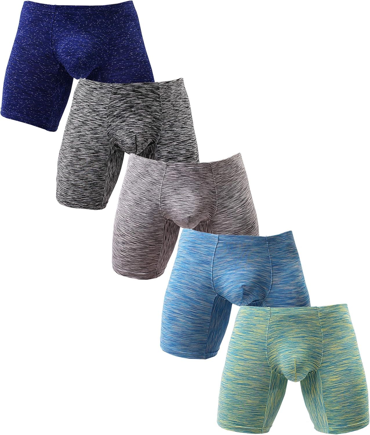 Men's No Ride Up Boxer Briefs Long Leg Underwear Trunks with Pouch