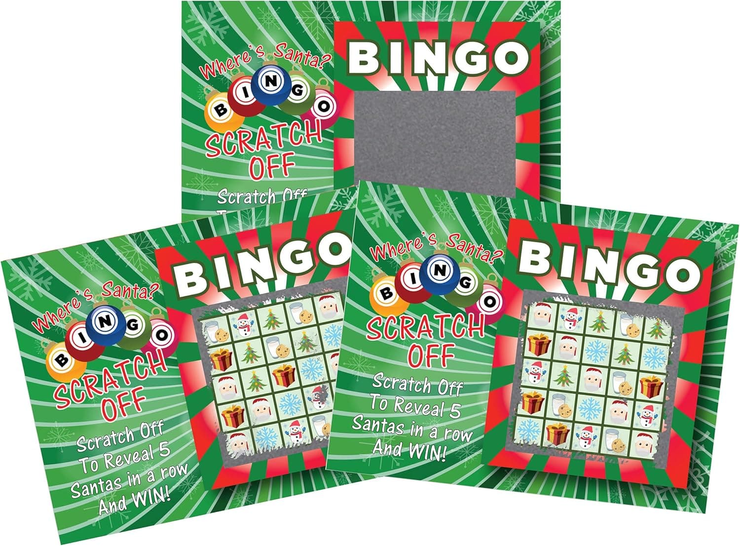 My Scratch Offs Christmas Holiday Scratch Off Family Holiday Dinner Game Cards Favors Bingo Rudolph Santa 26 Cards w/ 2 Winners