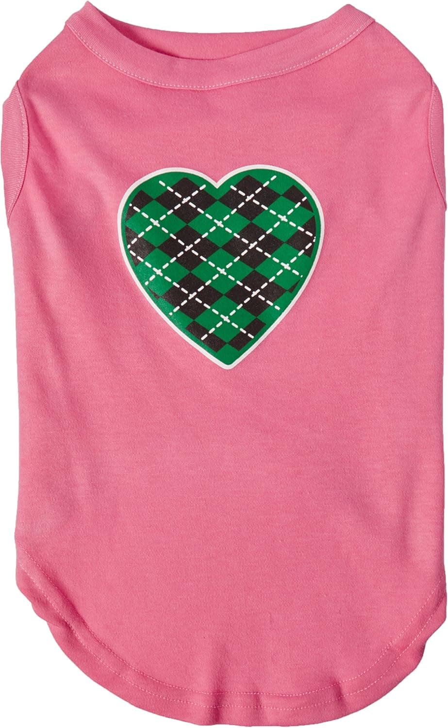 Mirage Pet Products Argyle Heart Green Screen Print Shirt Bright Pink XL (16)