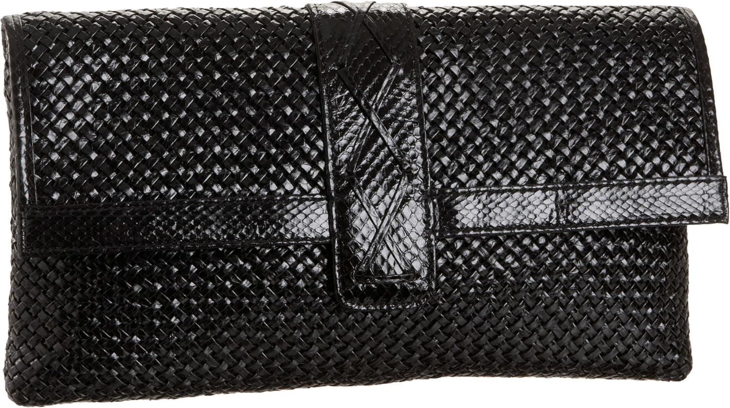 Dan W Woven Snake-Print Clutch