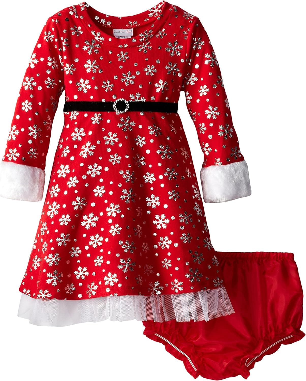 Sweet Heart Rose Baby Girls' Snowflake Brushed Knit Fashion Dress