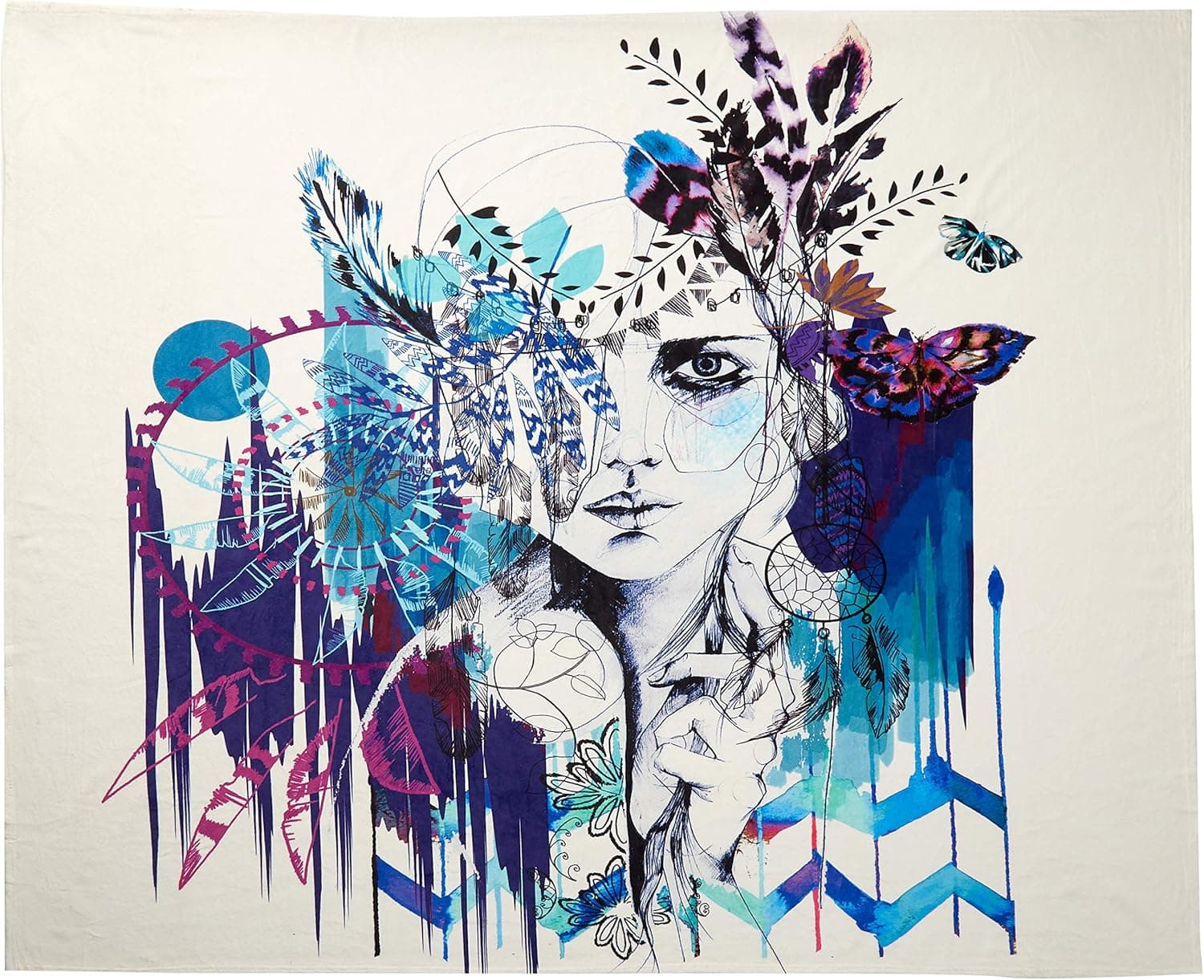 Deny Designs Holly Sharpe Tribal Girl Colourway Fleece Throw Blanket, 60 x 80