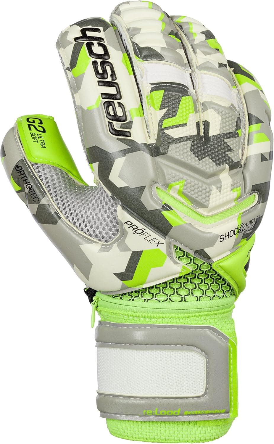 Reusch Soccer Re Load Pro G2 Ortho Tec Goalkeeper Gloves, Camo, Size 8