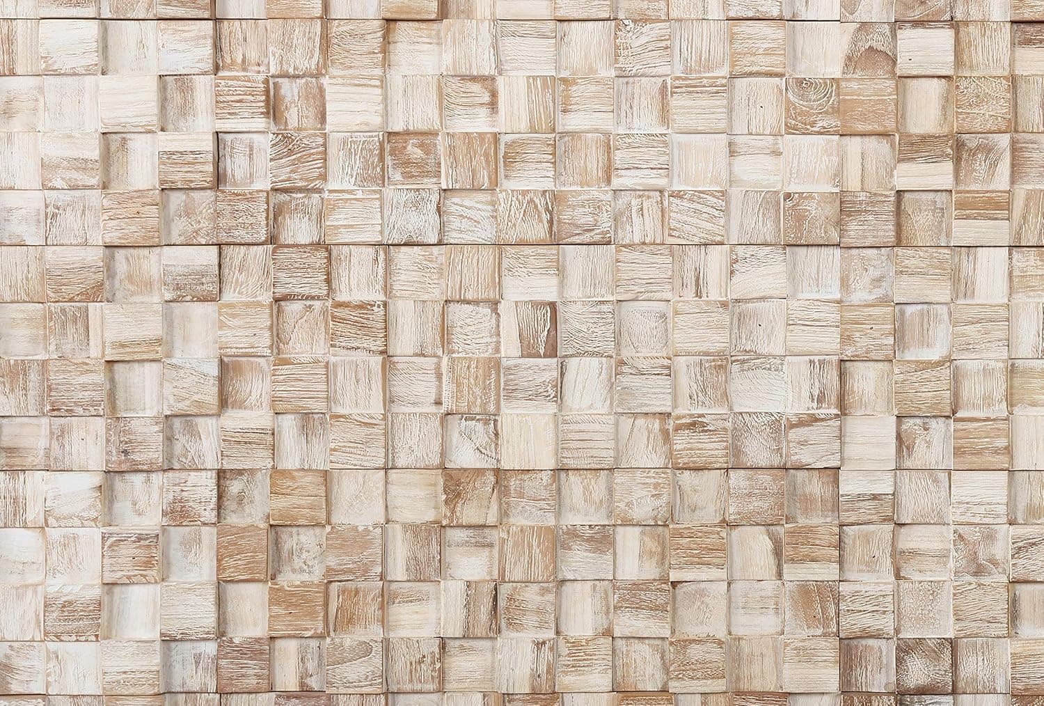 WoodyWalls 3D Wall Panels | Wood Planks are Made from 100% Reclaimed Wood | All Wood Squares are Handmade | Set of 10 Wood Planks for Rustic Wall Decor | DIY Wood Panels (9.5 sq.ft.) White Square