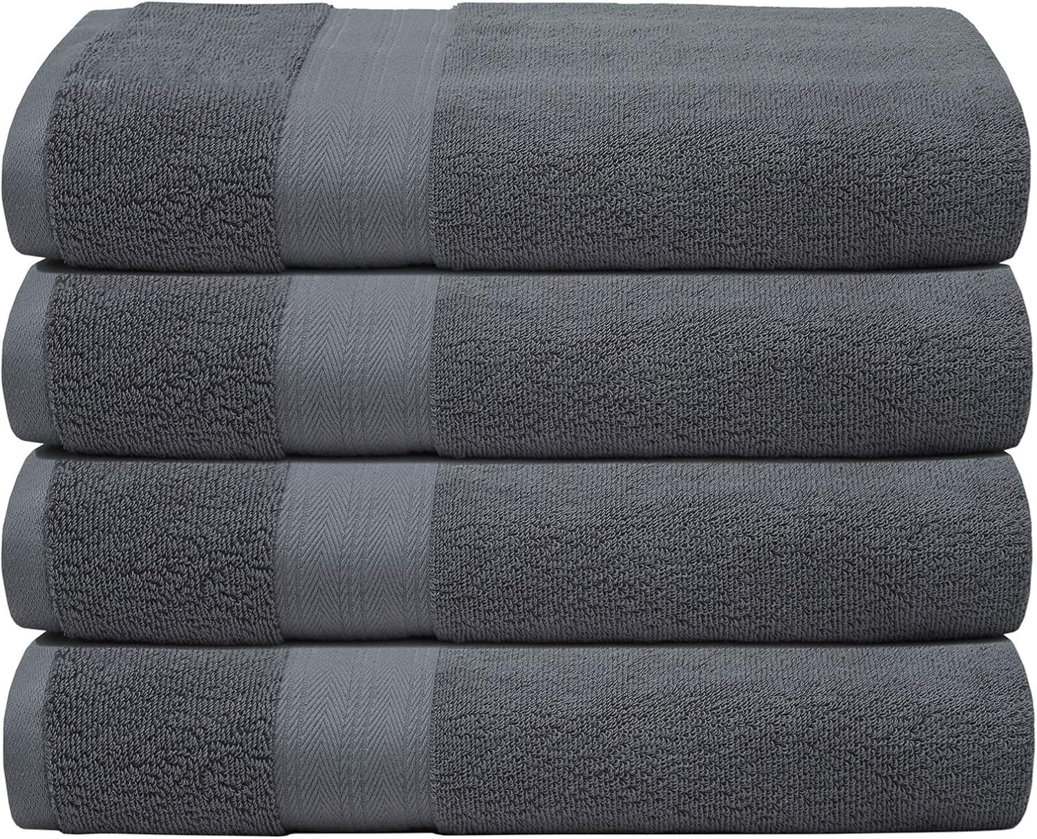 4 Pieces Bath Towel 600 GSM Combed Cotton Bath Towel Sets Luxury Towels for Bathroom Soft Absorbent Towels (27 x 54 Inches, Grey)