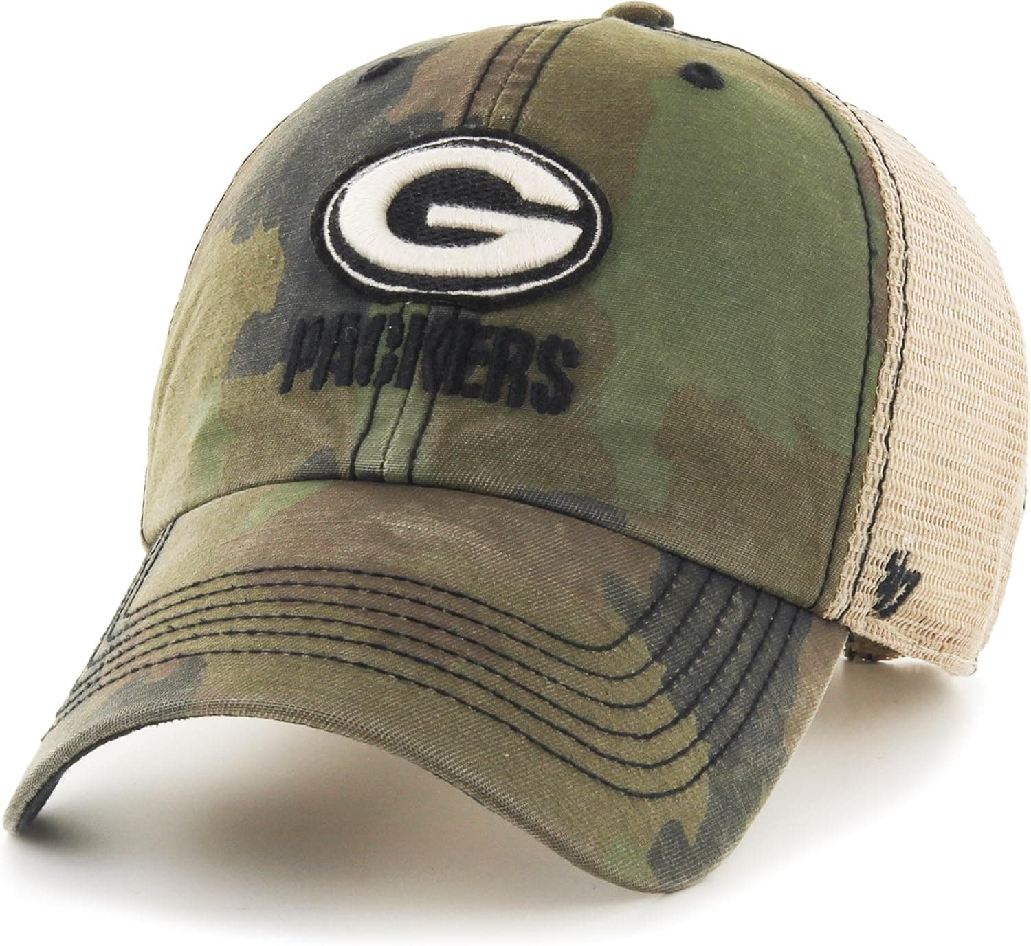 '47 Green Bay Packers Frontline Green Camo Burnett Clean Up, Mesh Back, Adjustable Cap/Hat