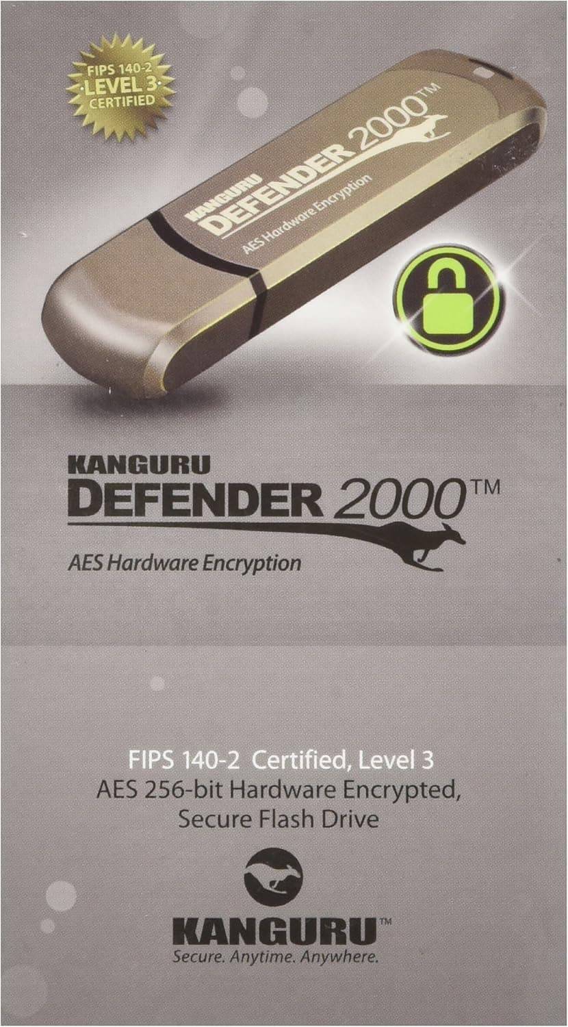 Kanguru 8GB Defender 2000 Secure USB 2.0 Fips 140-2 Encrypted Flash Drive (KDF2000-8G)