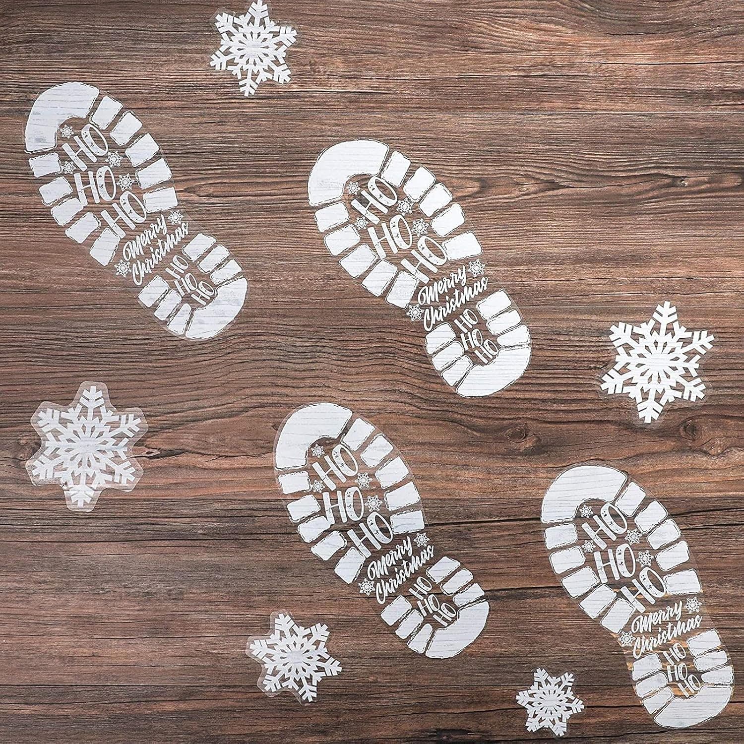 Christmas Window Decals, Footprints and Snowflakes (127 Pieces)