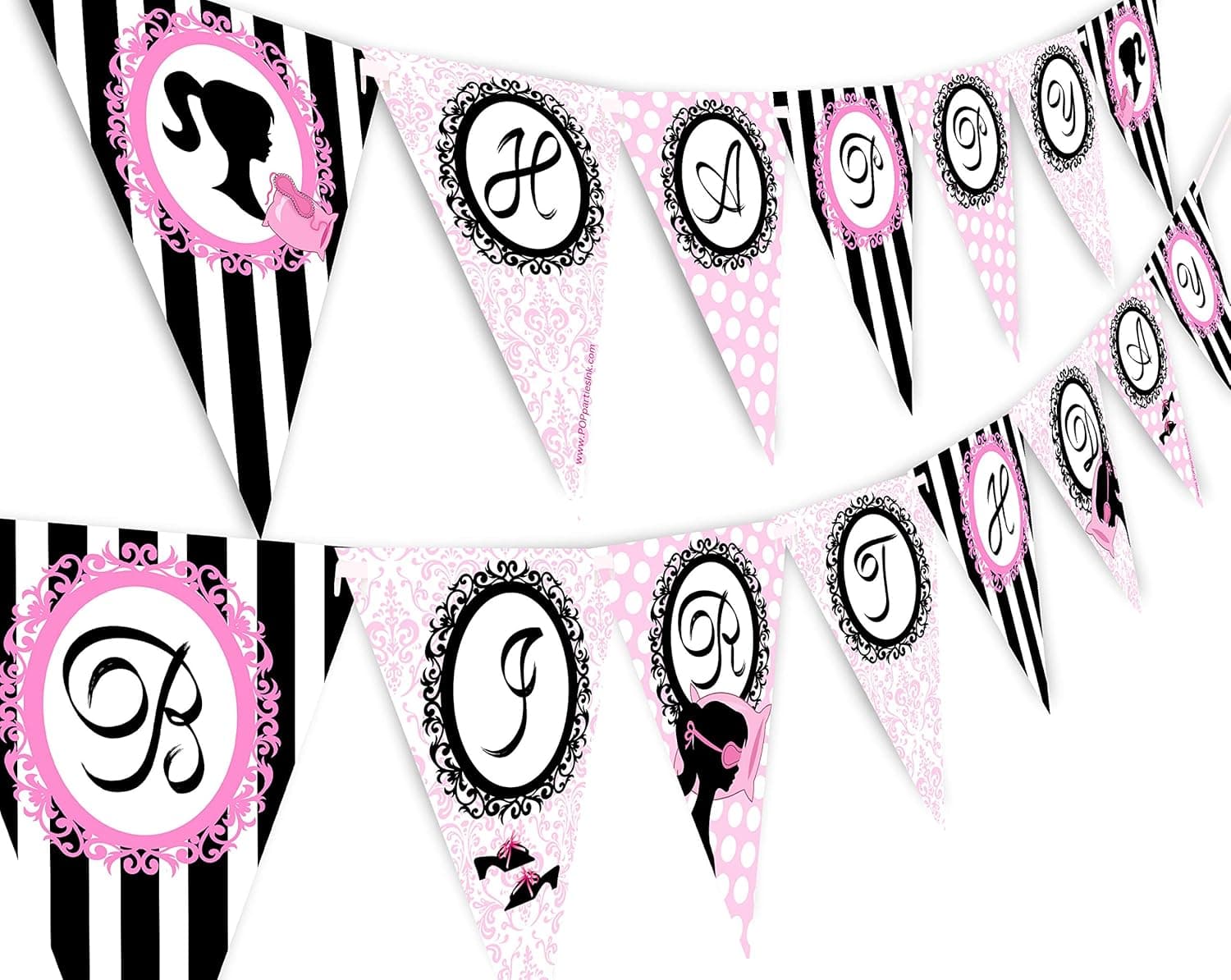 Pajama Glam Slumber Party Banner - Slumber Party Supplies - Slumber Party Decorations - Glamour Girl Happy Birthday Banner Pennant